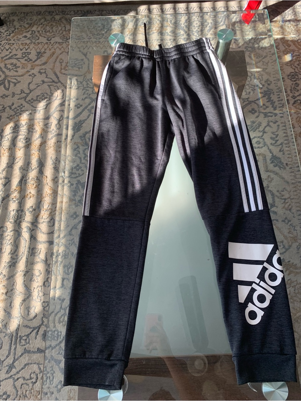 adidas Black Joggers with White Three-Stripes